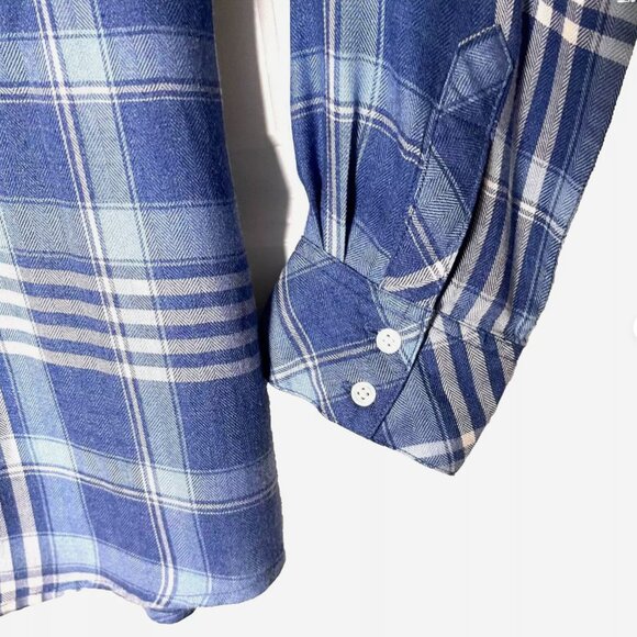 Cosmic Blue Love Women’s Blue and White Plaid Button-Up Shirt – Size S - Picture 4 of 8